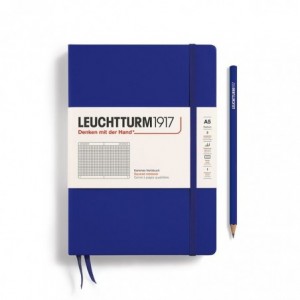Caiet de birou LEUCHTTURM, A5, coperta rigida, matematica - albastru cerneala - ACOMI.ro