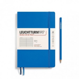 Caiet de birou LEUCHTTURM, A5, coperta flexibila, dictando - albastru ciel - ACOMI.ro