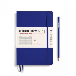 Caiet de birou LEUCHTTURM, A5, coperta flexibila, dictando - albastru cerneala - ACOMI.ro
