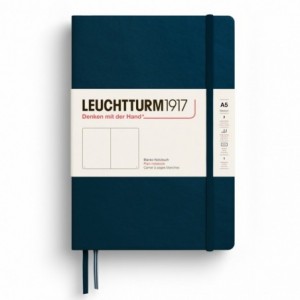 Caiet de birou LEUCHTTURM, A5, coperta rigida, velin - albastru marin - ACOMI.ro