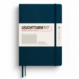 Caiet de birou LEUCHTTURM, A5, coperta rigida, matematica - albastru marin - ACOMI.ro