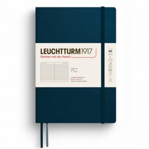 Caiet de birou LEUCHTTURM, A5, coperta flexibila, dictando - albastru marin - ACOMI.ro