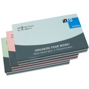 Notes adeziv 75x125 mm, pastel asortat, 100 file, INFO NOTES - ACOMI.ro