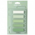 Index adeziv plastic 12x44 mm, 5 culori verde x 20 file, rigla, DELI NUSIGN
