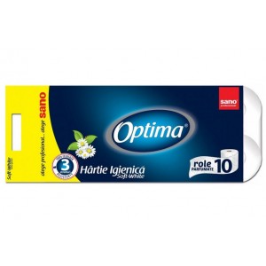Hartie igienica 10 role/set, 3 straturi, SANO PAPER TOILET OPTIMA - ACOMI.ro