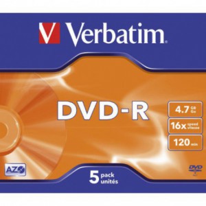 DVD-R Verbatim, 16x, 4.7 GB - Matt Silver, 5 buc/set VER43519