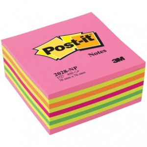 Cub notes Post-it® 76x76 mm, galben-roz neon, 450 file/buc             - ACOMI.ro