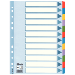 Separatoare index carton 1-12 color, mylar ESSELTE - ACOMI.ro