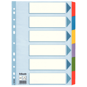 Separatoare index carton 1-6 color, mylar ESSELTE - ACOMI.ro
